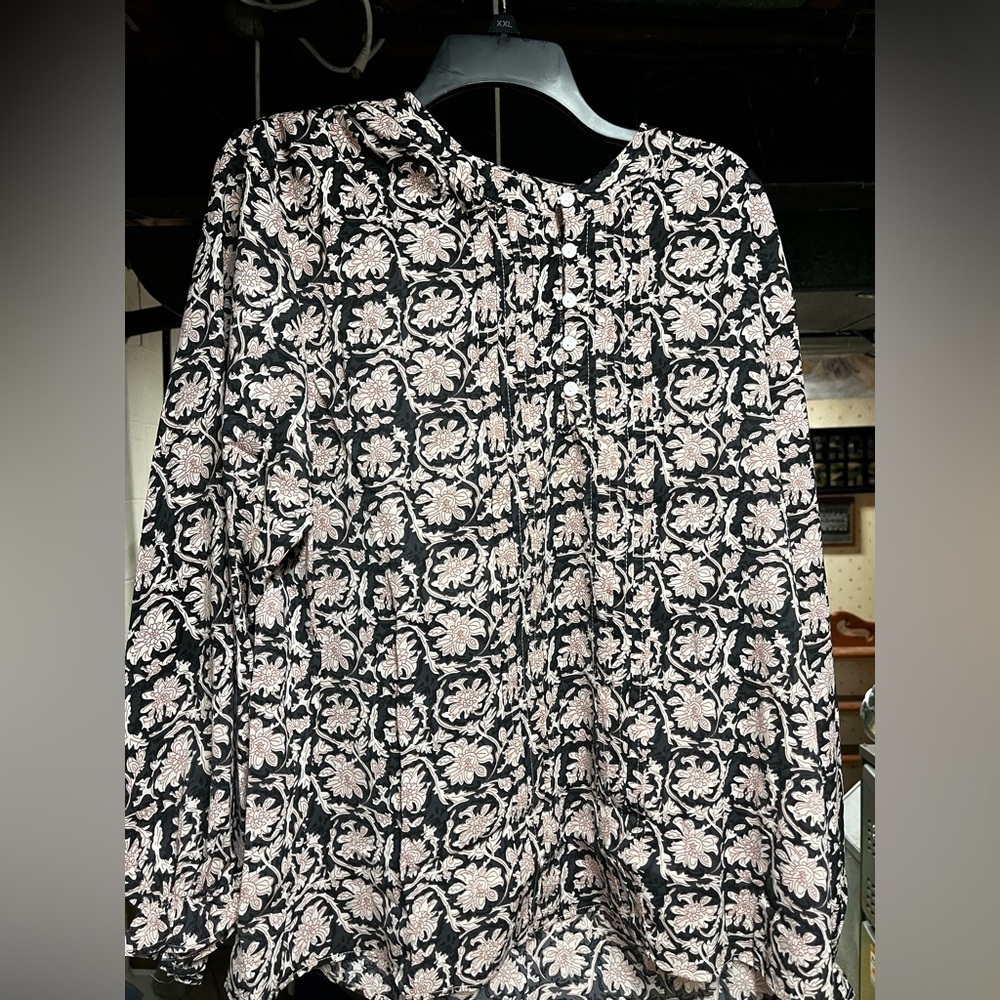 Black & Pink Button Up Blouse